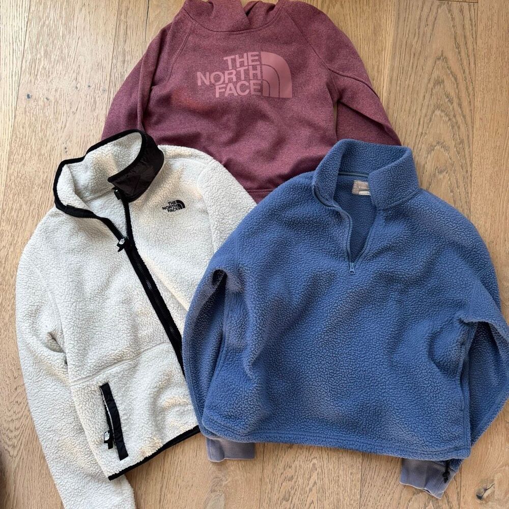 Bundle of Three The North Face Everlane Sherpa Hoodie Size Small & Medium